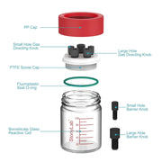 Comprehensive product view and setup components for StonyLab Super-Sealed Single Electrolytic Cell [30-500 ml]