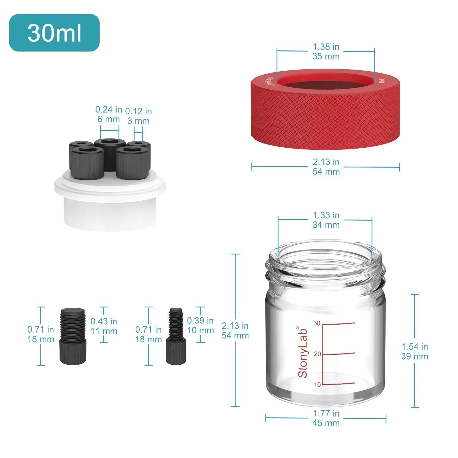 Close-up view showing the precise design and material of StonyLab Super-Sealed Single Electrolytic Cell [30-500 ml]