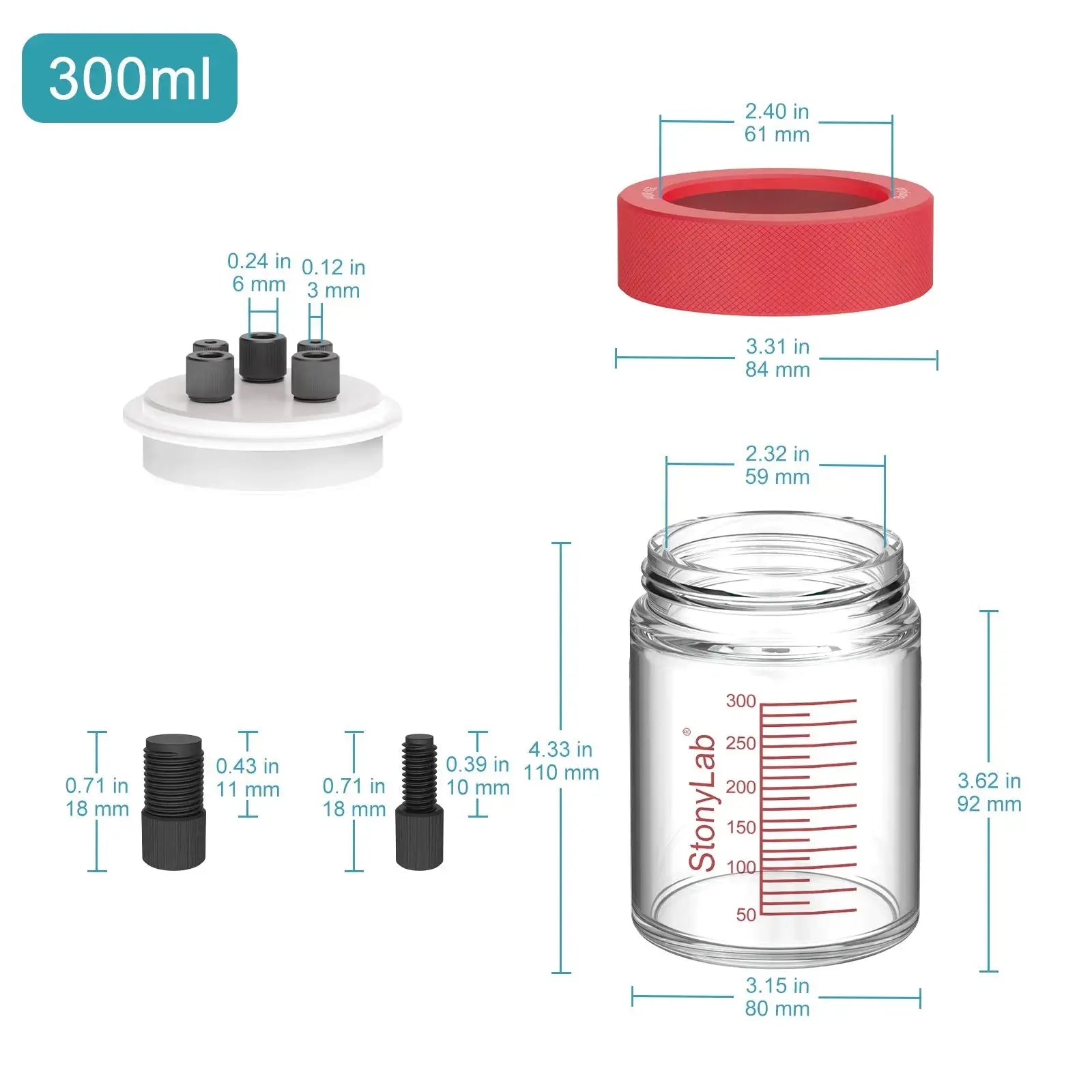 Comprehensive product view and setup components for StonyLab Super-Sealed Single Electrolytic Cell [30-500 ml]