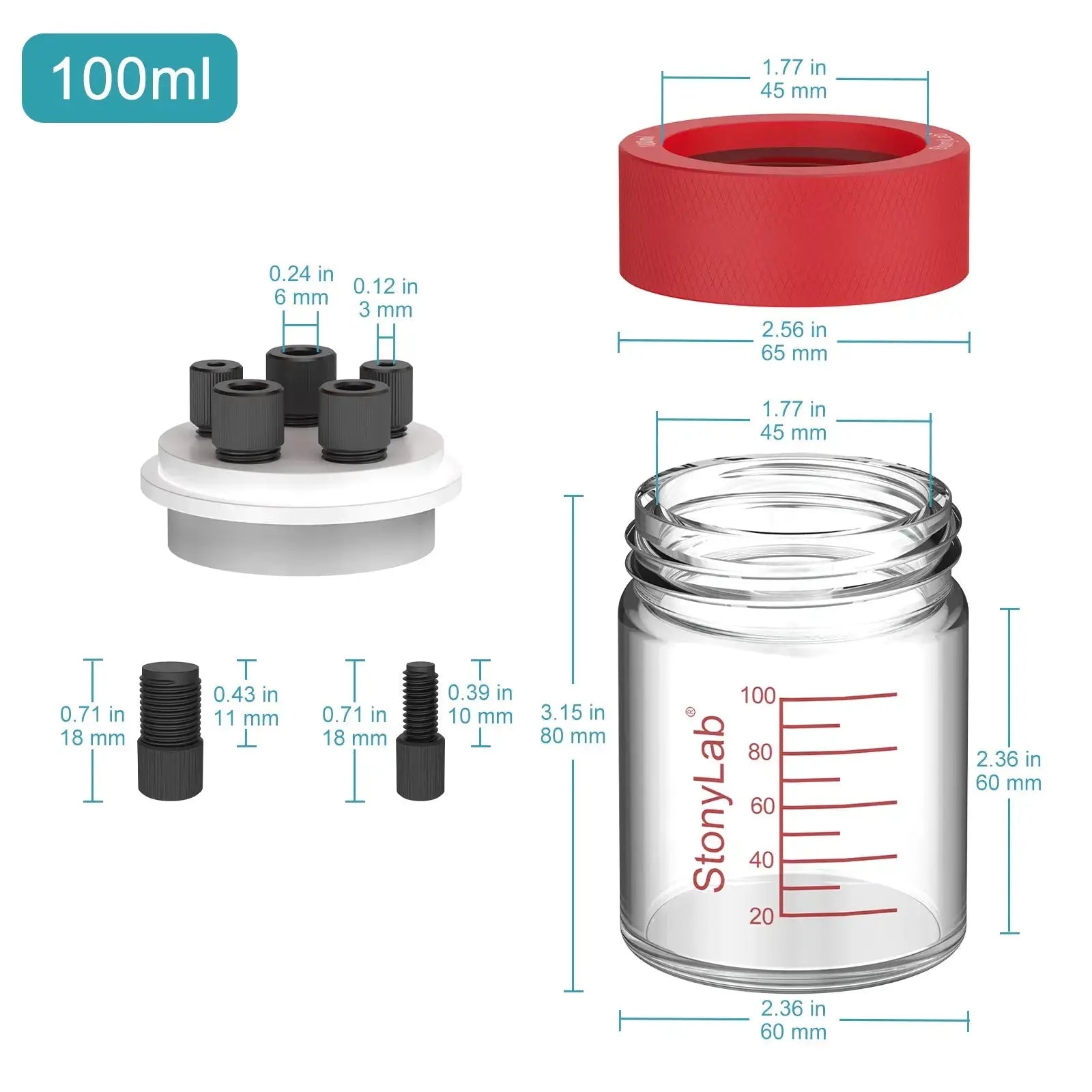 StonyLab Super-Sealed Single Electrolytic Cell [30-500 ml] heavy duty chemical processing configuration