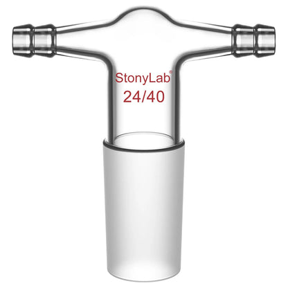 T-Shape Dual Hose Vacuum/Inert Gas Inlet Adapter with Dual 3/8 inch Hose Connections Adapters-Inlets/Thermometer