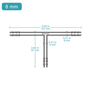Close-up view showing the precise design and material of StonyLab T-Shaped 3-Way Gas Circulation Connection Adapter