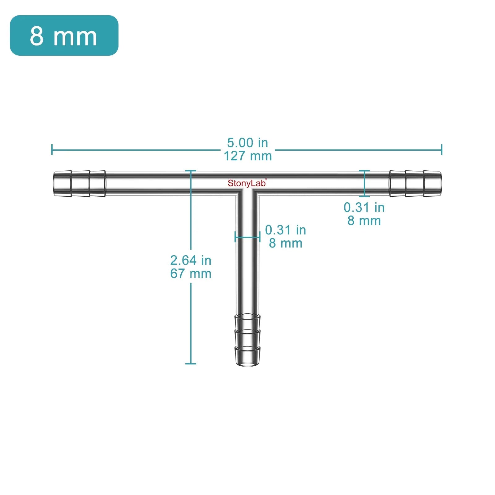 Close-up view showing the precise design and material of StonyLab T-Shaped 3-Way Gas Circulation Connection Adapter