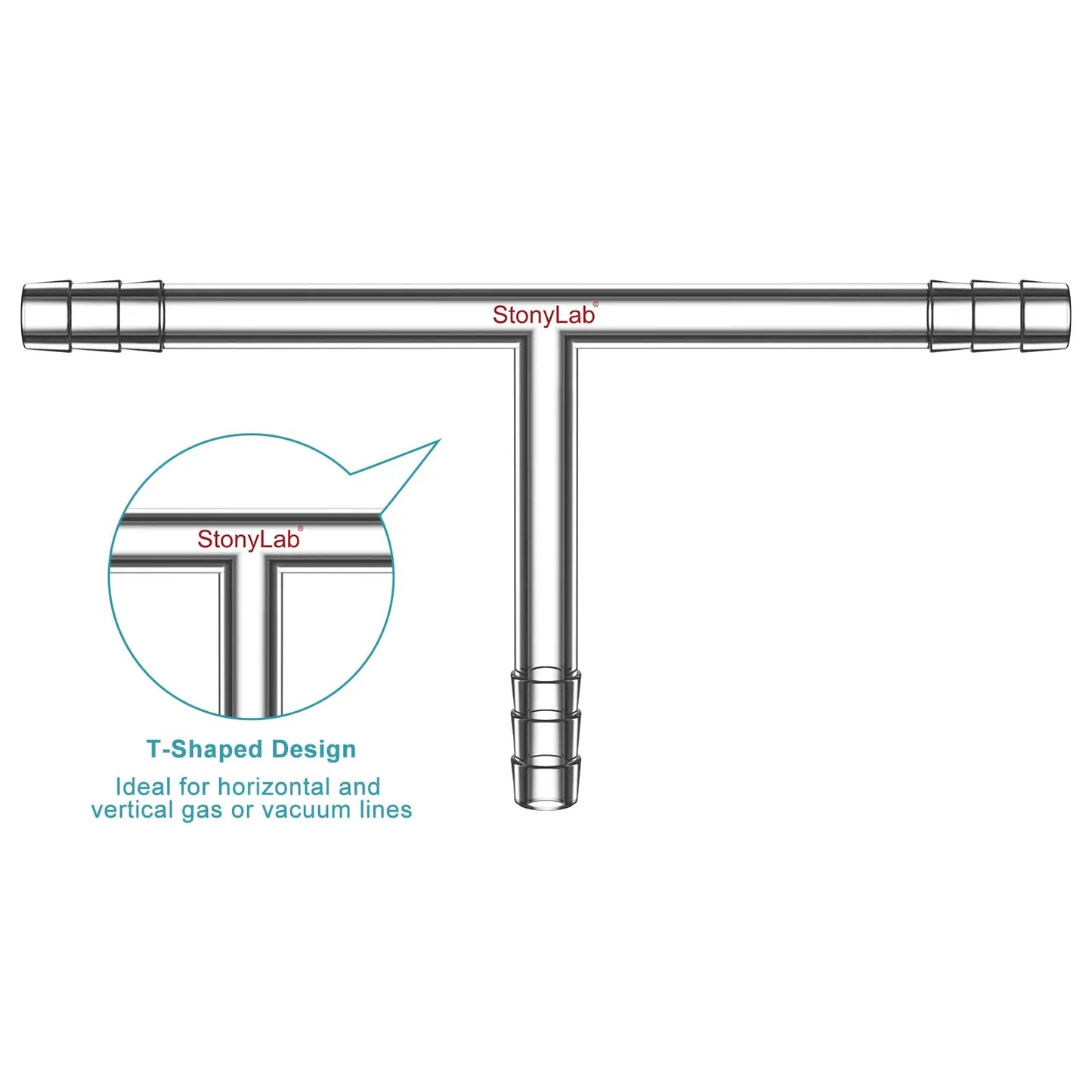 T-Shaped 3-Way Gas Circulation Connection Adapter