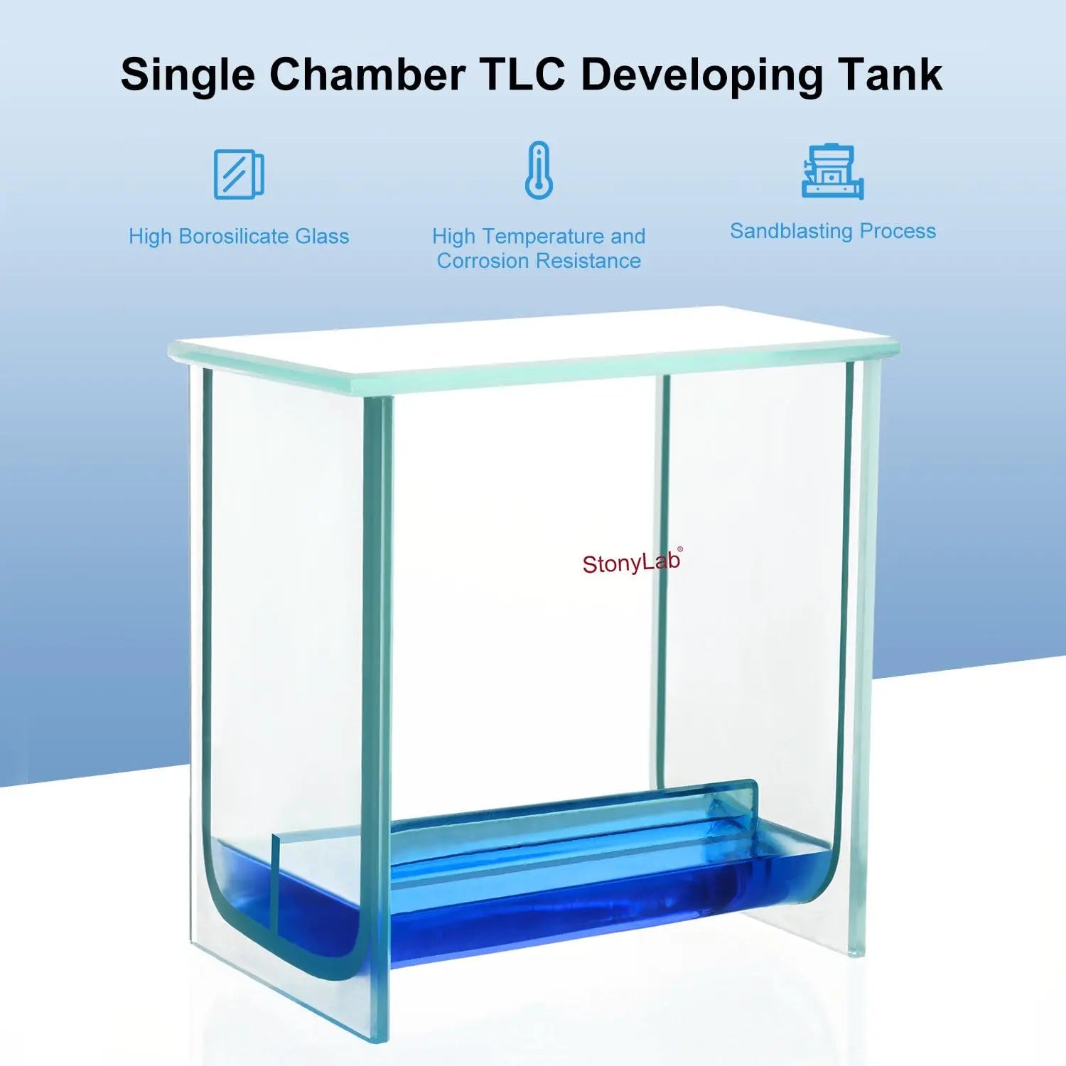 Glass Square Chromatography TLC Developing Tank - StonyLab