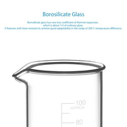 Side view and dimensional layout of the durable StonyLab Tall Glass Beaker Set