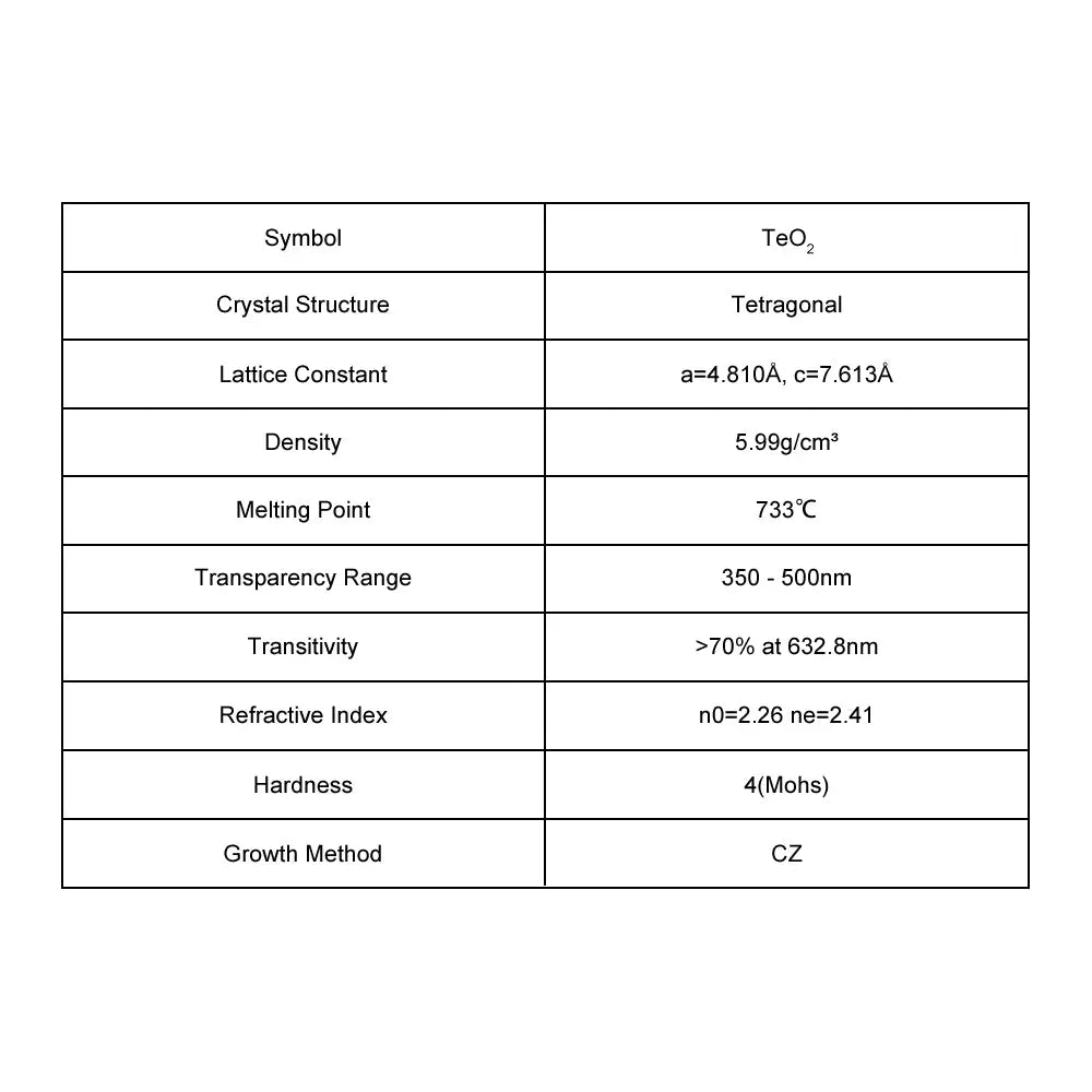 TeO2 Single Crystal Substrate TeO2