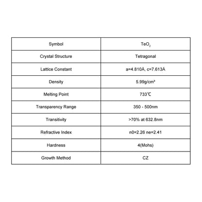 TeO2 Single Crystal Substrate TeO2