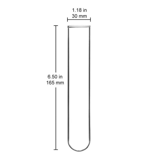 Test Tubes, Round Bottom, 30 mm O.D. x 165 mm Length, 15 Pack Tubes & Vials