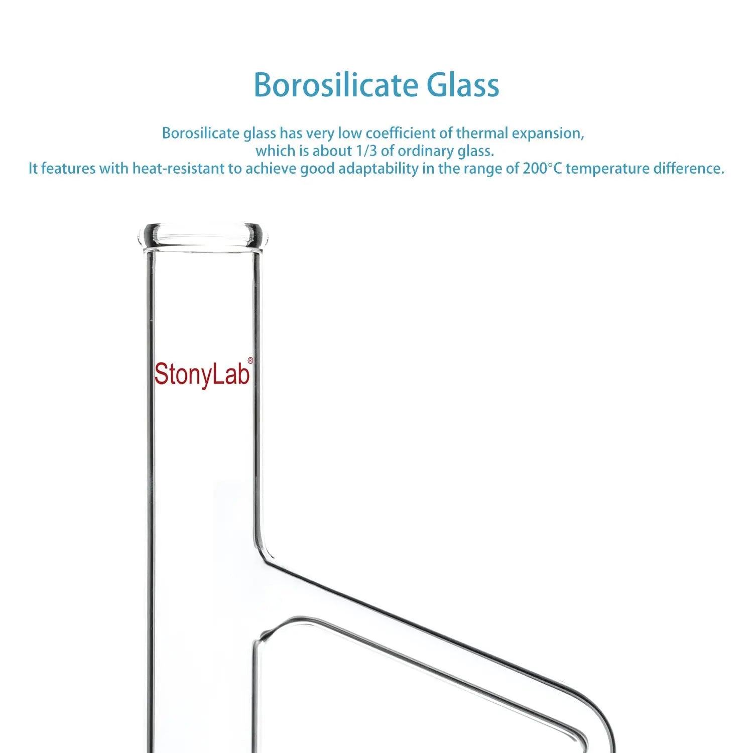 Side view and dimensional layout of the durable StonyLab Thiele Melting Point Tube