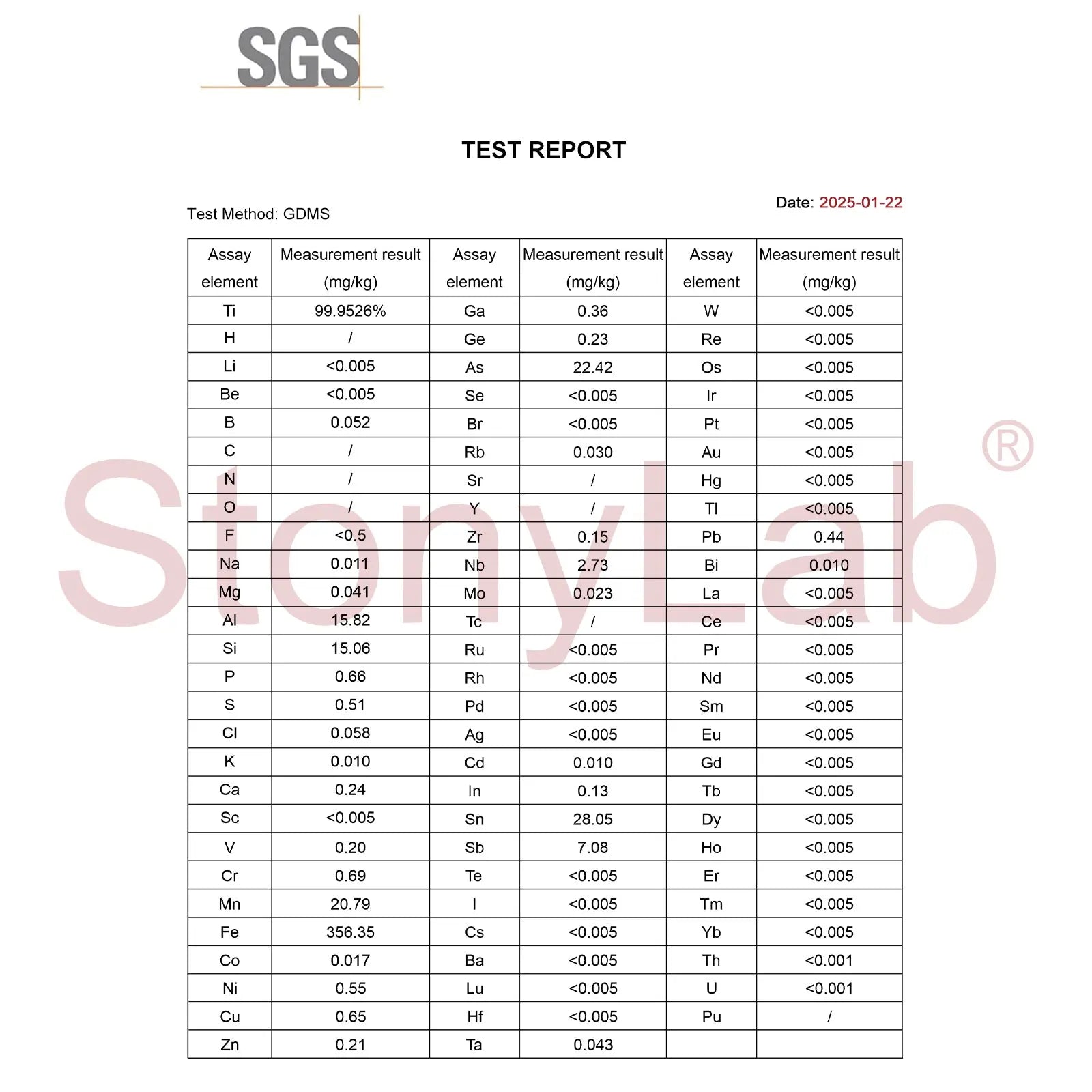 Titanium Sheet Electrode, 10x10x0.1 mm, SGS Certified - GDMS Tested Electrode-General