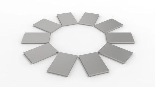 99.99% / 99.999% purity titanium sheets, 1 mm thick, available in 10 × 10 mm and 10 × 15 mm dimensions, supplied in a pack of 10 for laboratory experiments StonyLab