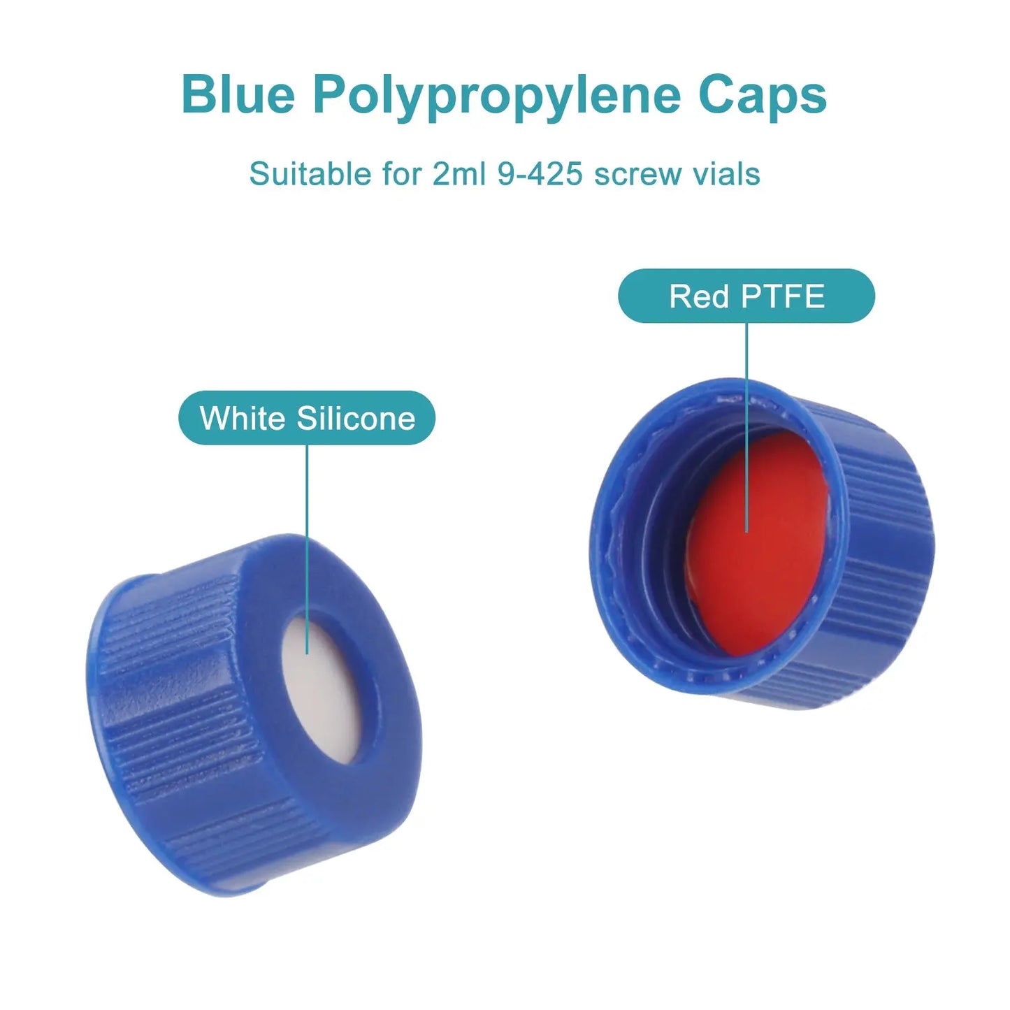 Transparent Autosampler Vials with Cap Liners, 100-Pack, 2 ml Vial-Autosampler