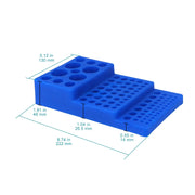 Close-up view showing the precise design and material of StonyLab Trapezoidal Centrifuge Tube Rack