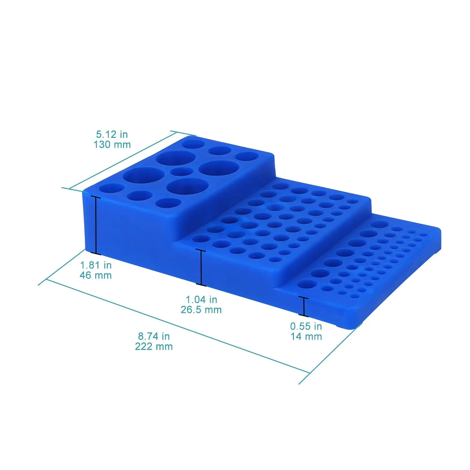 Close-up view showing the precise design and material of StonyLab Trapezoidal Centrifuge Tube Rack