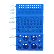 Side view and dimensional layout of the durable StonyLab Trapezoidal Centrifuge Tube Rack