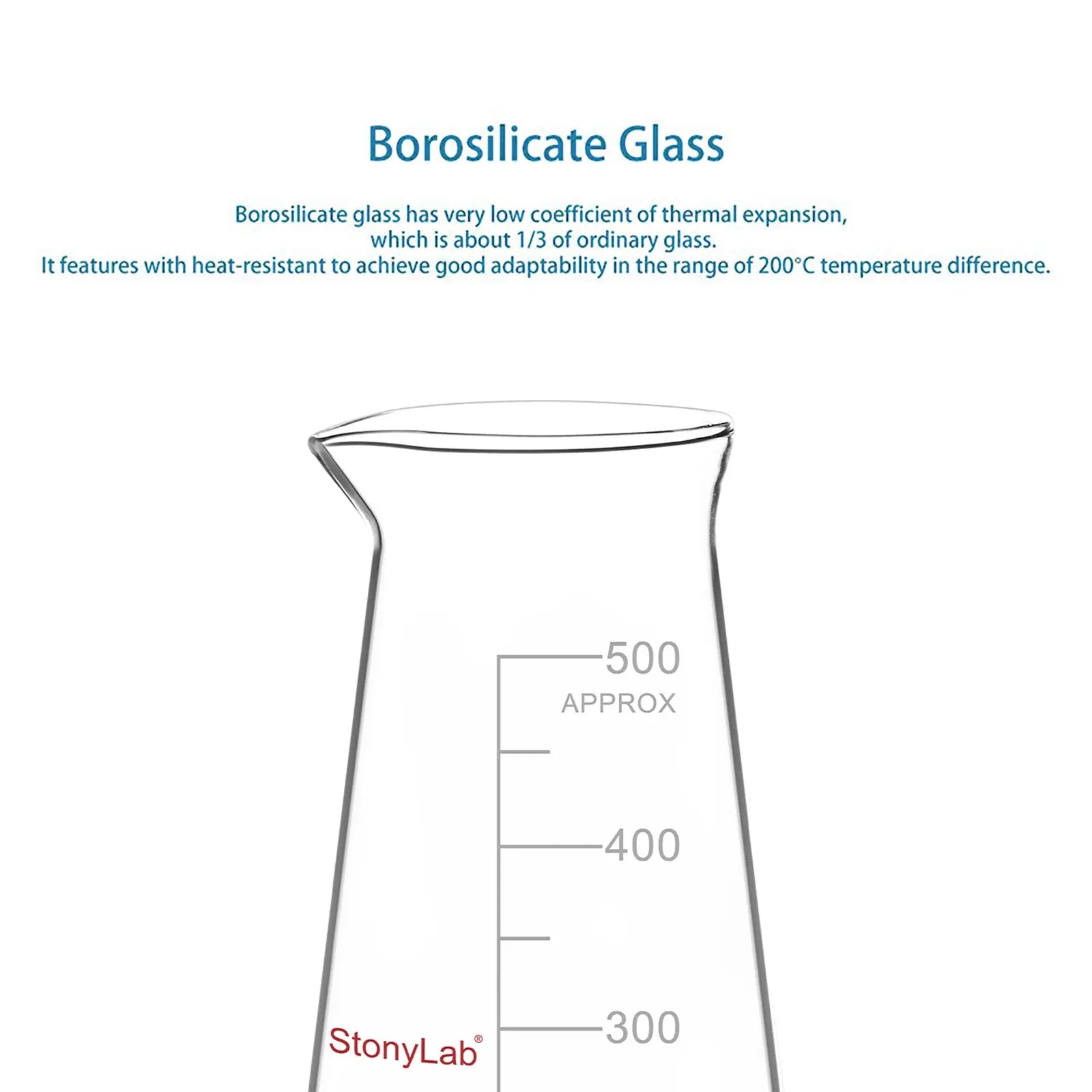 StonyLab Triangular Beaker with Spout [125-500 ml] heavy duty chemical processing configuration