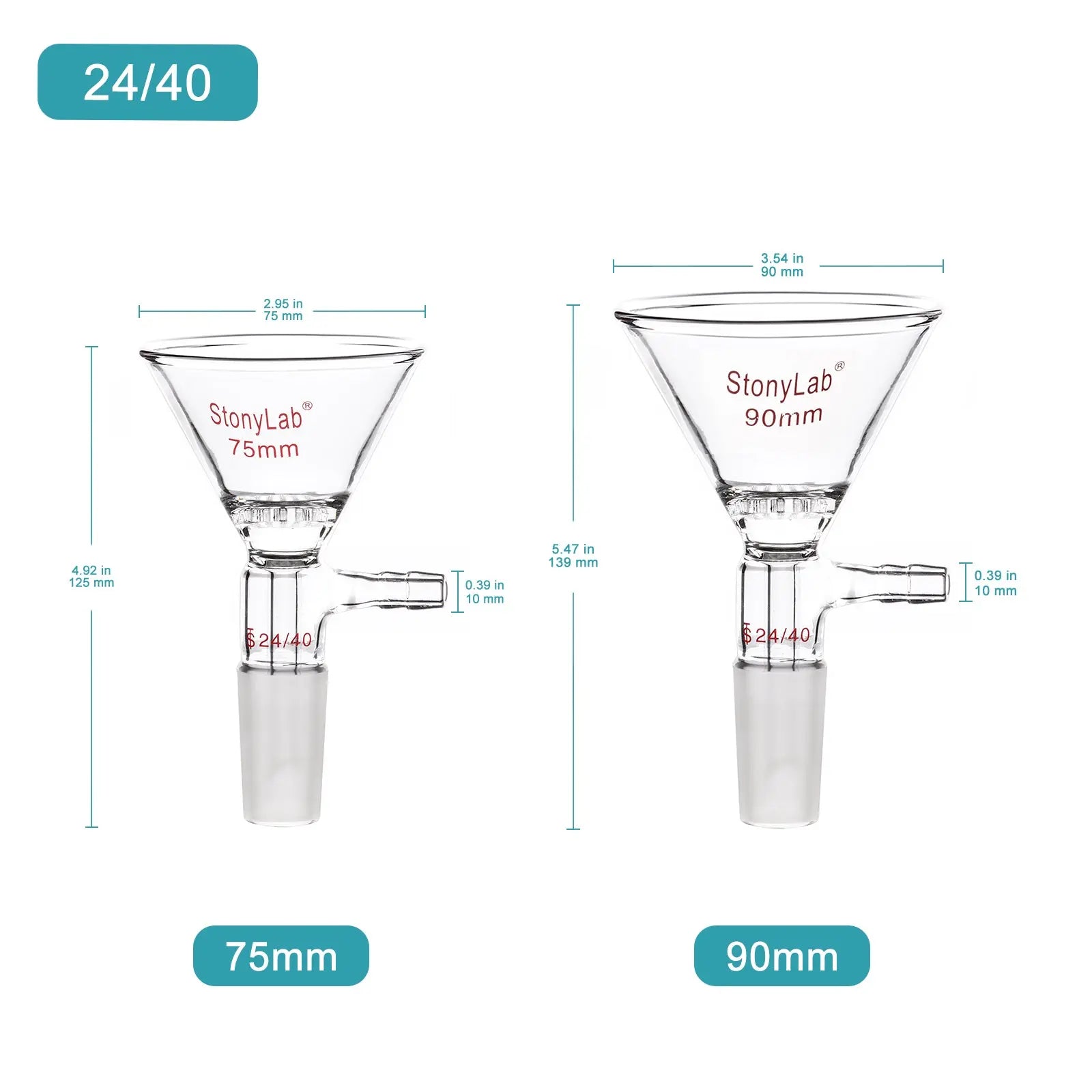 Close-up view showing the precise design and material of StonyLab Triangular Filtration Funnel
