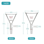 Side view and dimensional layout of the durable StonyLab Triangular Filtration Funnel