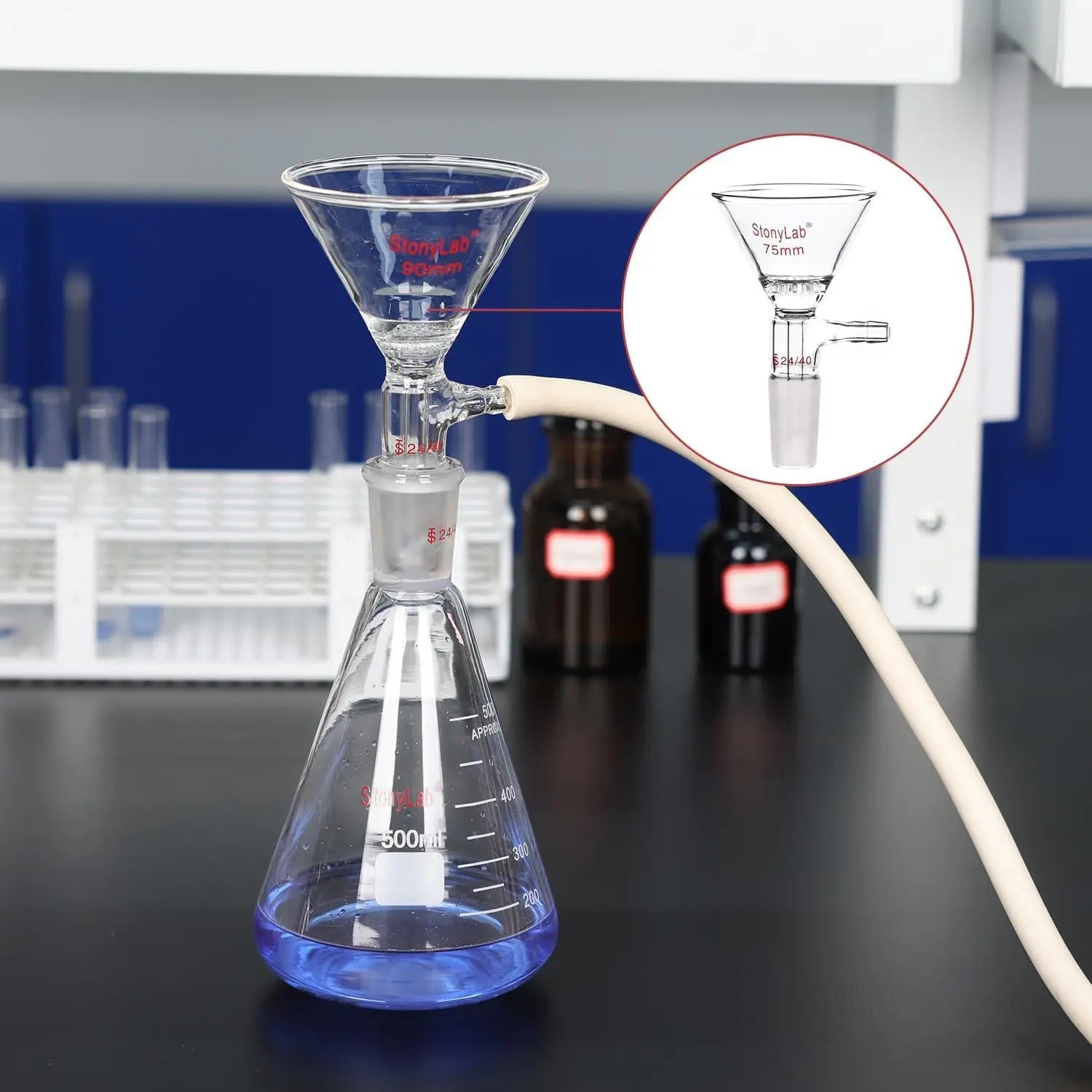 Triangular Filtration Funnel, 14/20 24/40 Joint Funnels-Glass Funnels