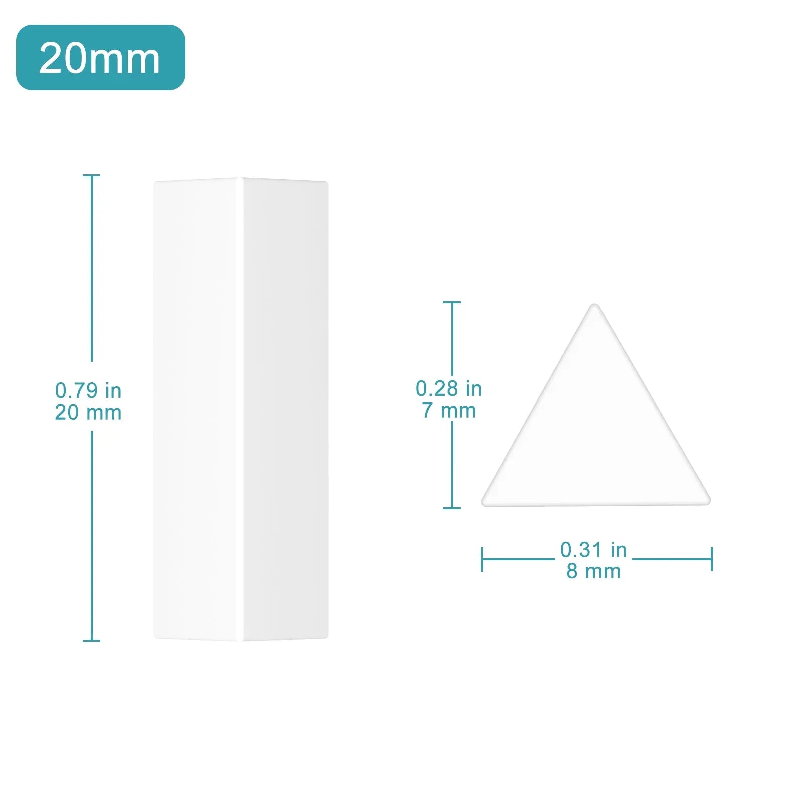 Side view and dimensional layout of the durable StonyLab Triangular Magnetic Stir Bars