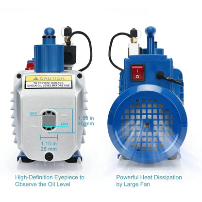 Two-Stage Rotary Vane Vacuum Pump, R32 Explosion-Proof, 10-15 Pa Vacuum, 2.5-7 CFM Oil Pump