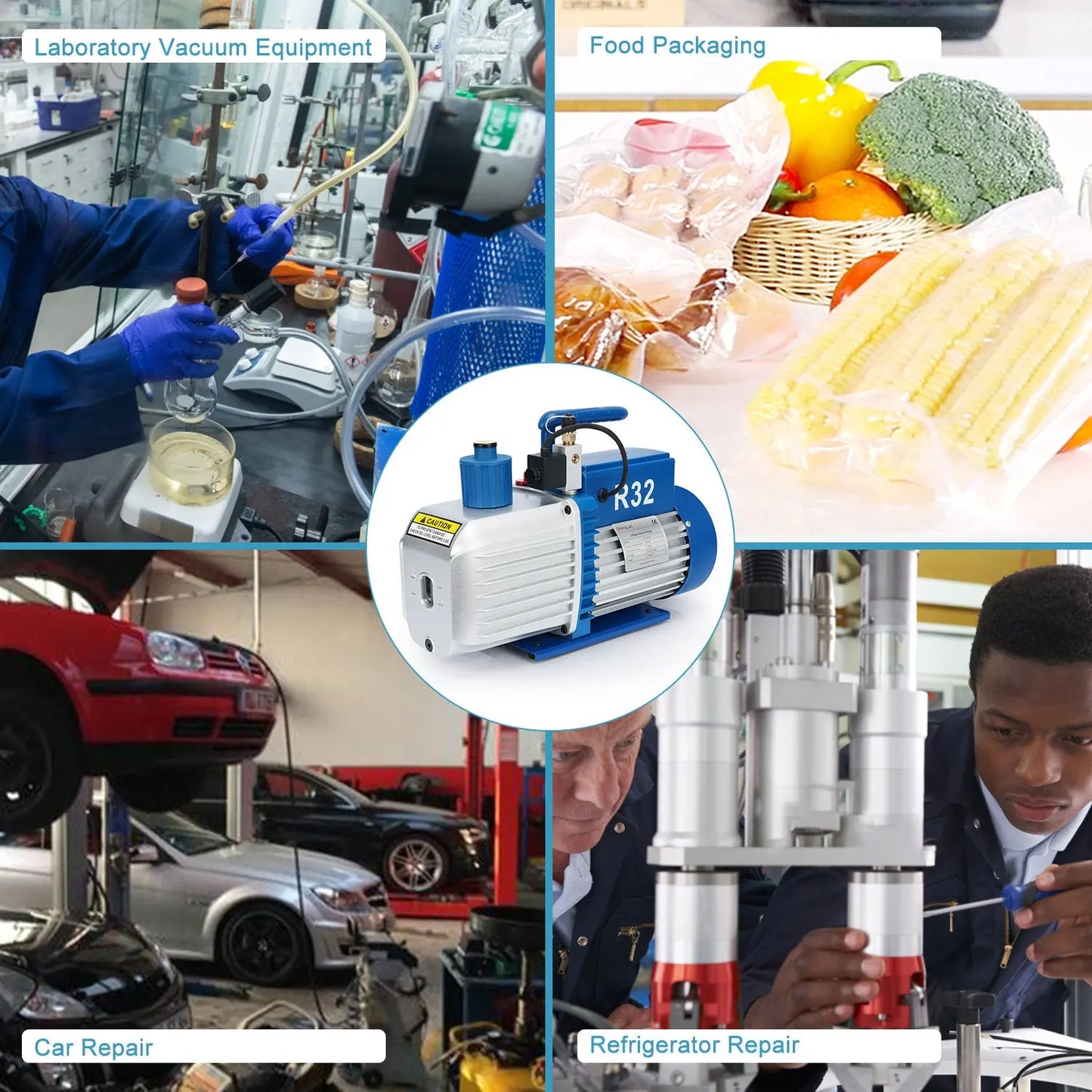 Two-Stage Rotary Vane Vacuum Pump, R32 Explosion-Proof, 10-15 Pa Vacuum, 2.5-7 CFM Oil Pump