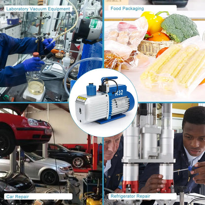 Two-Stage Rotary Vane Vacuum Pump, R32 Explosion-Proof, 10-15 Pa Vacuum, 2.5-7 CFM Oil Pump