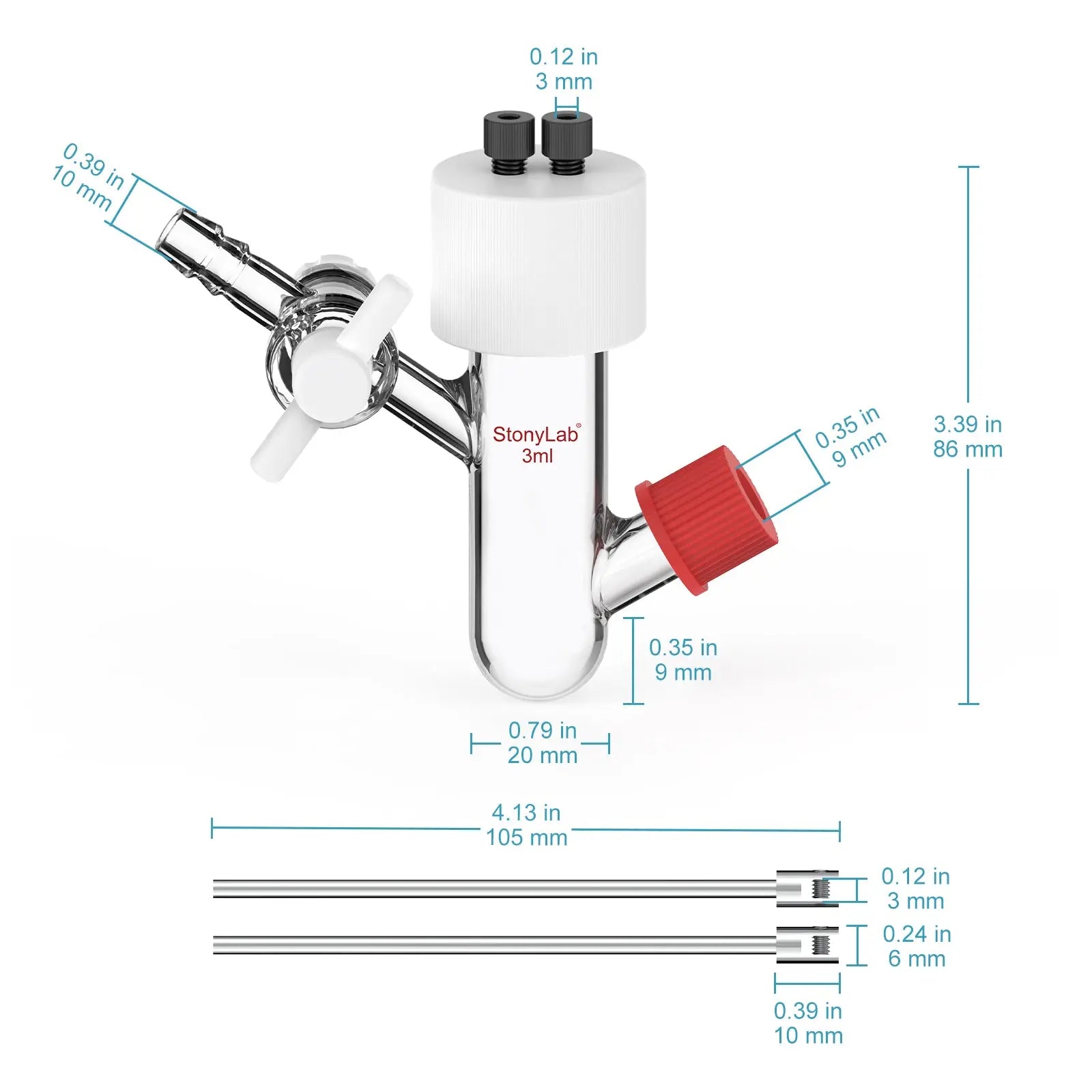 Type I Sealed Tubular Electrolytic Cell, 3-5 ml Electrolyzer-Single Chamber