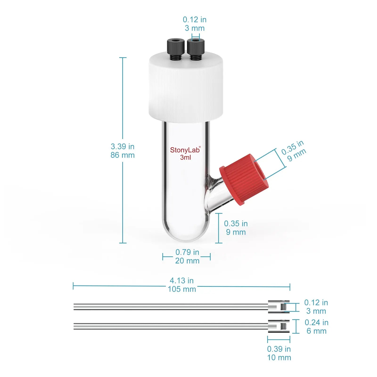 Type II Sealed Tubular Electrolytic Cell, 3-5 ml Electrolyzer-Single Chamber