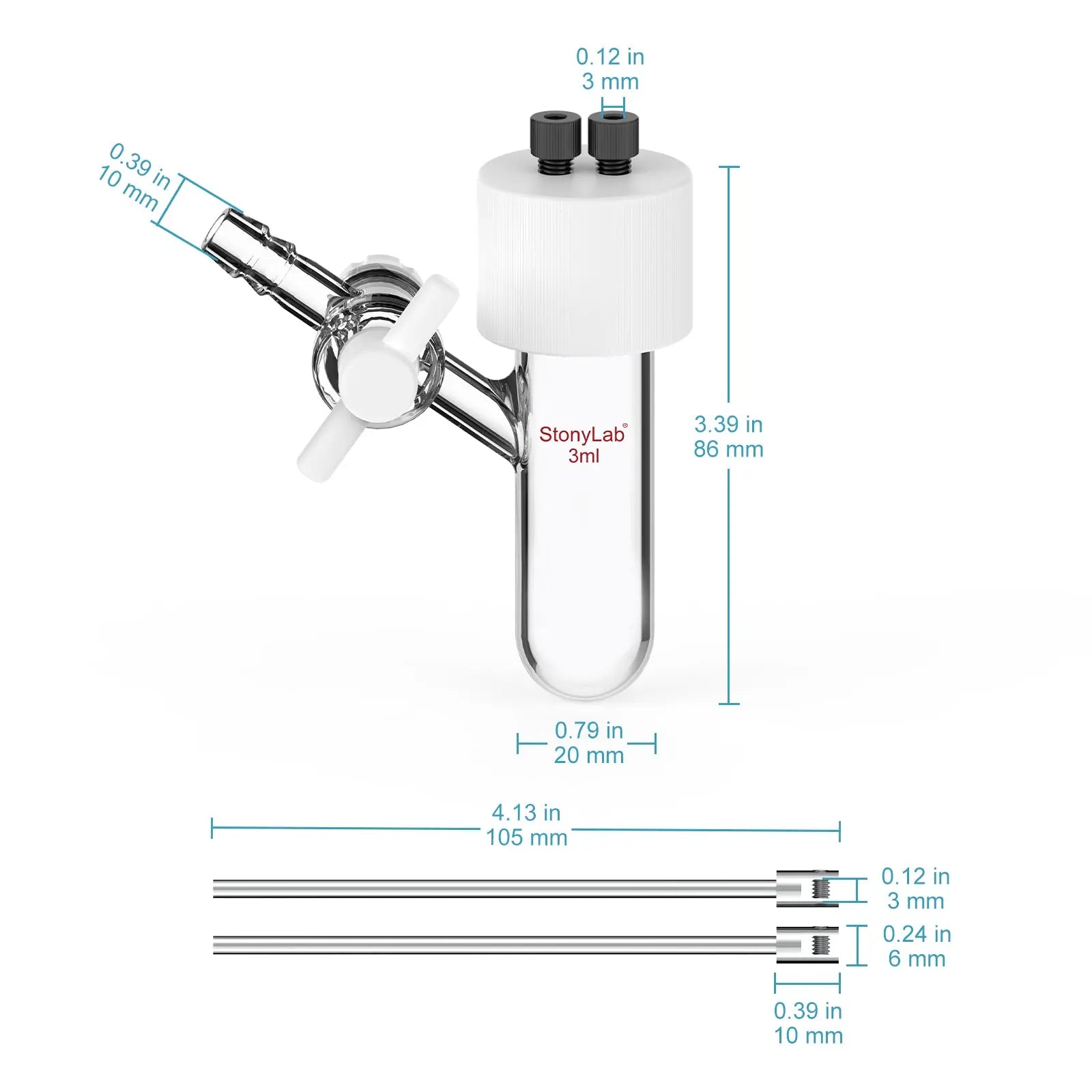 Type III Sealed Tubular Electrolytic Cell, 5 ml Electrolyzer-Single Chamber