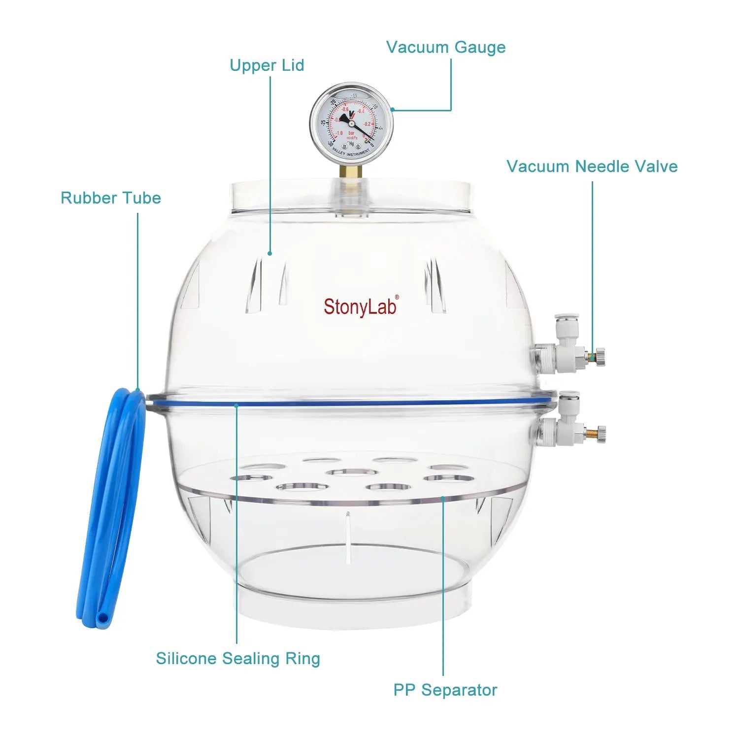 StonyLab PC Vacuum Desiccator heavy duty chemical processing configuration