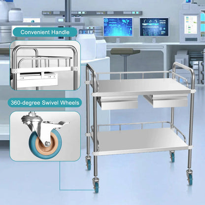 US-UtilityCart-SS-2T-2D Lab Cart