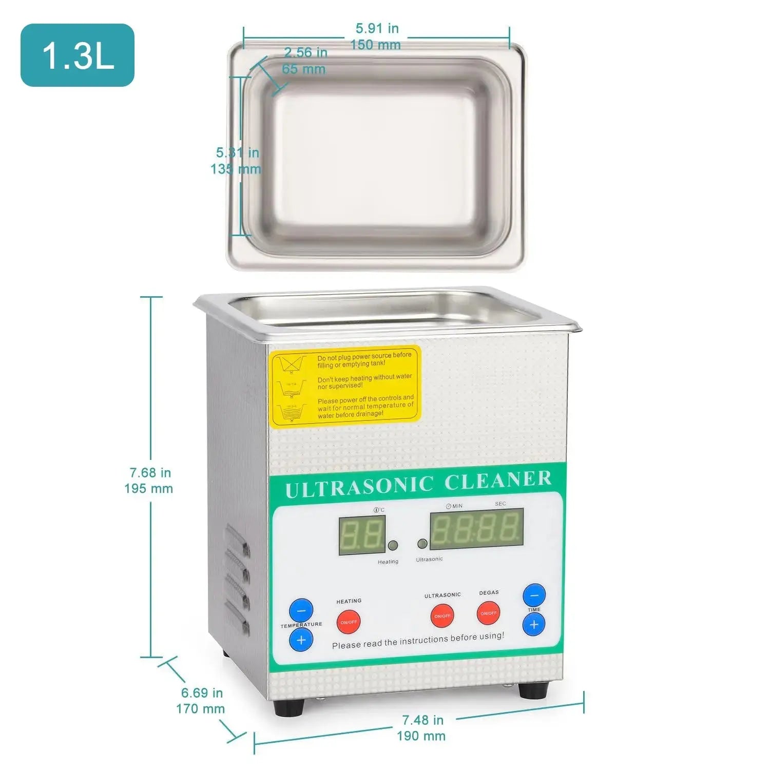 Ultrasonic Cleaner, 1.3-10L, Digital Heating & Timer, 40kHz Lab Glassware Cleaner, 304 Stainless Steel Cleaners-Ultrasonic