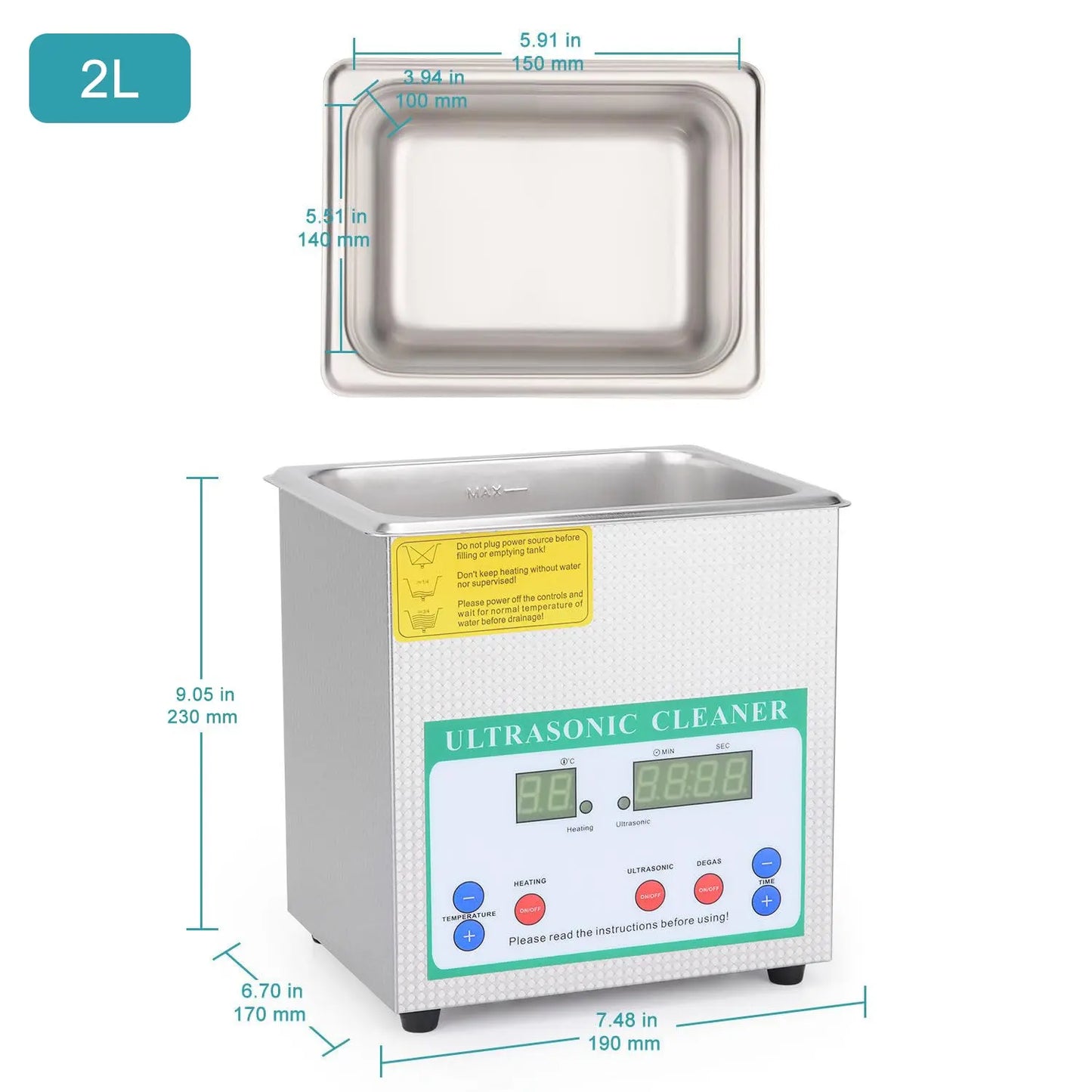 Ultrasonic Cleaner, 1.3-10L, Digital Heating & Timer, 40kHz Lab Glassware Cleaner, 304 Stainless Steel Cleaners-Ultrasonic