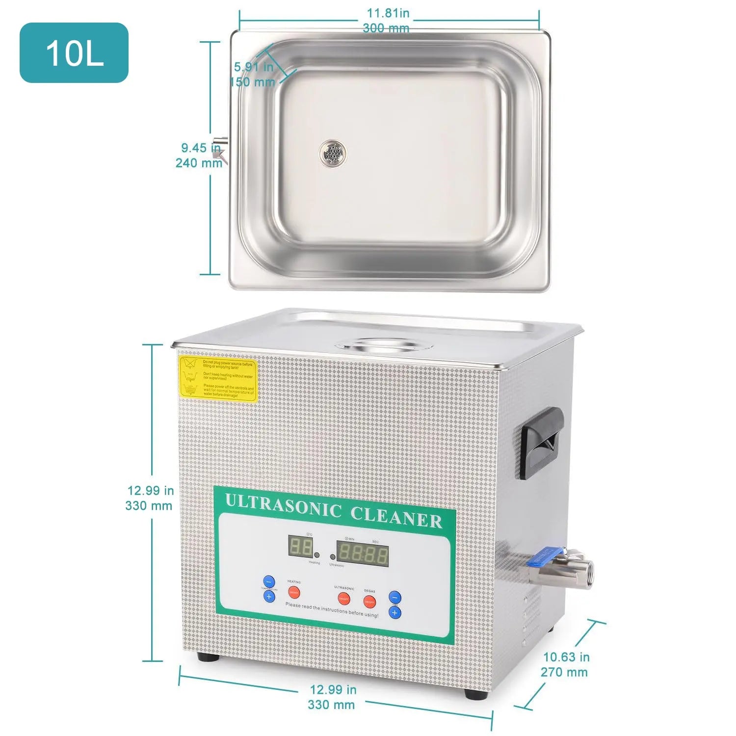 Ultrasonic Cleaner, 1.3-10L, Digital Heating & Timer, 40kHz Lab Glassware Cleaner, 304 Stainless Steel Cleaners-Ultrasonic