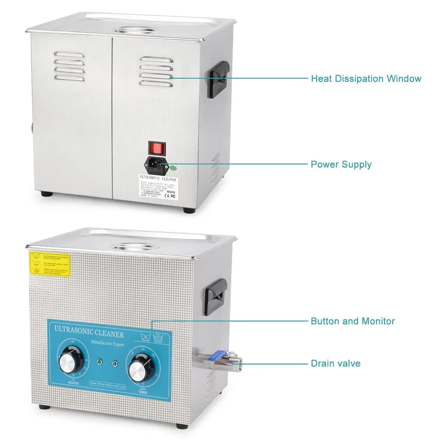 Ultrasonic Cleaner with Mechanic Control Panel of Heating and Timer Ultrasonic Cleaners