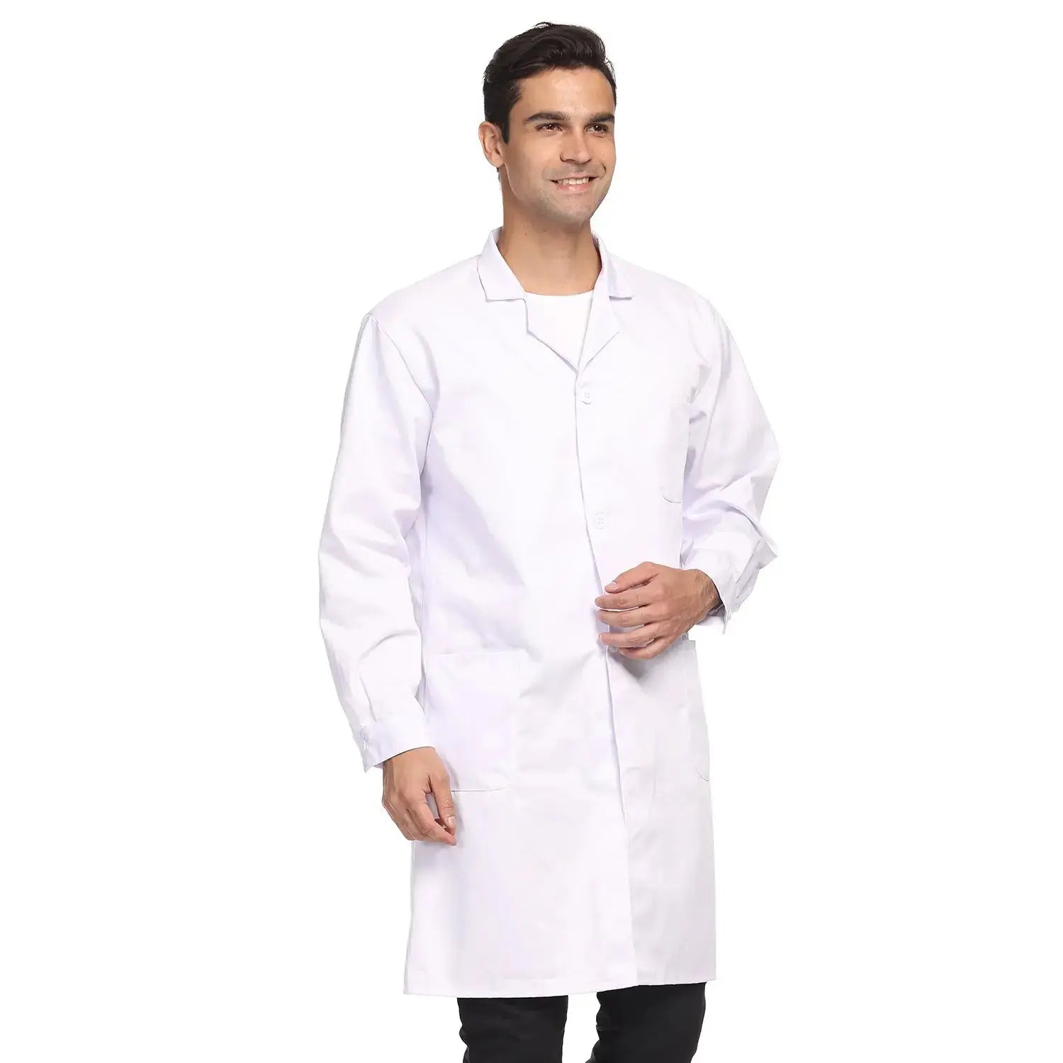 Alternative angle showing underlying build quality of StonyLab Unisex Full-Length Lab Coat - 3 Pockets