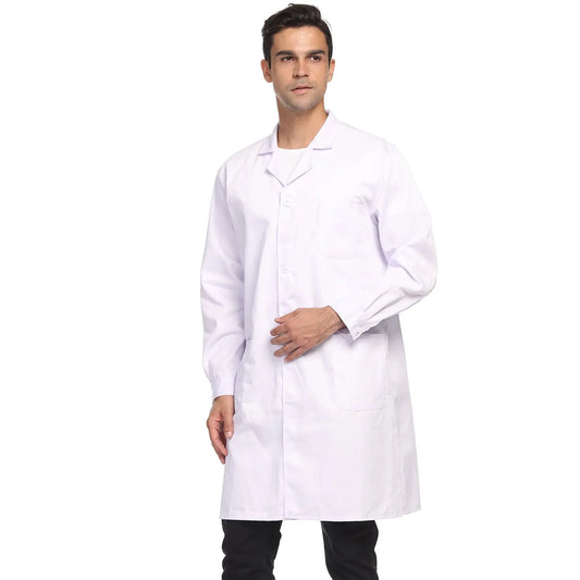 Unisex Lab Coat, Professional Full Length 3 Pocket Long Sleeve Laboratory Coat - StonyLab Lab Protections XL-White