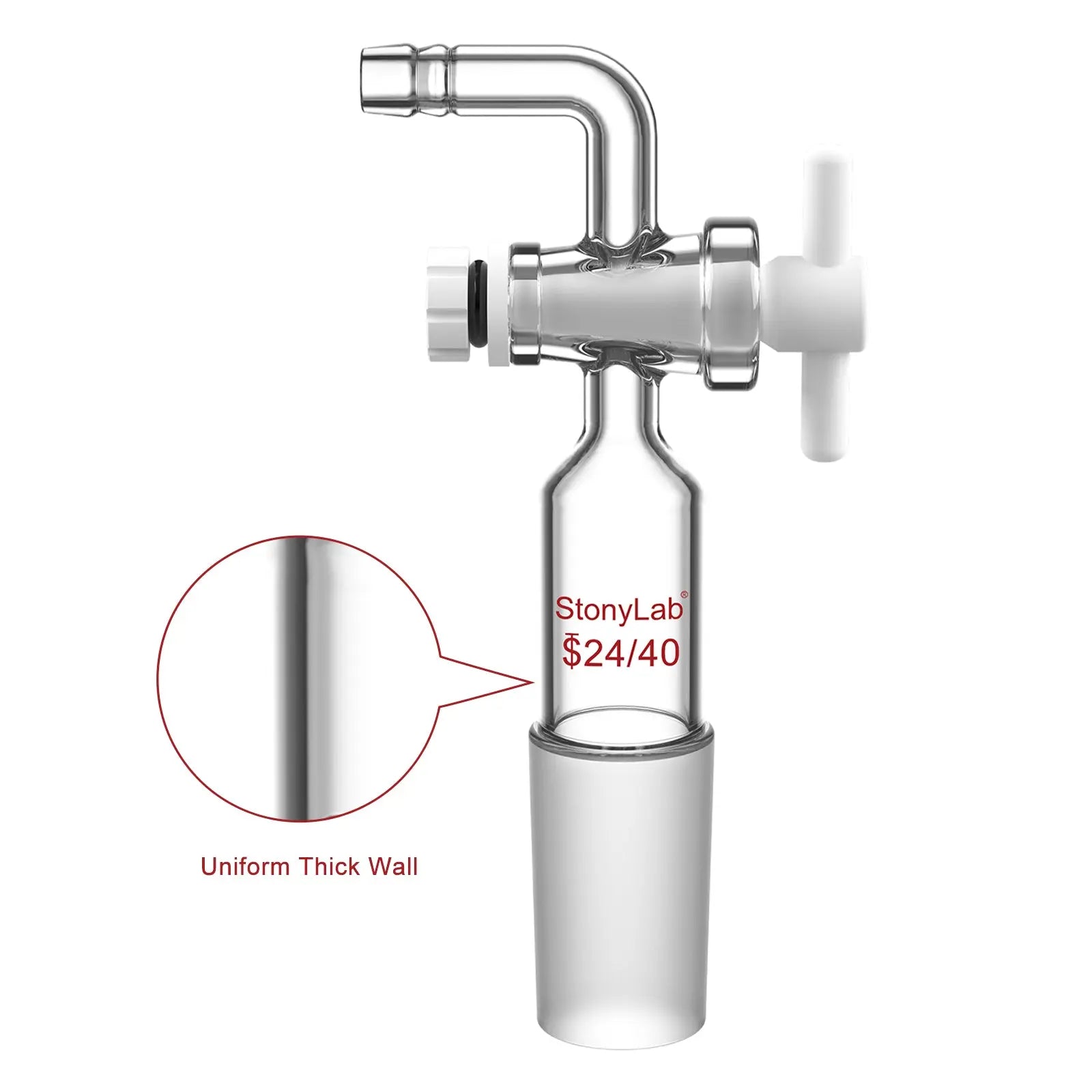Side view and dimensional layout of the durable StonyLab Vacuum Flow Control Adapter