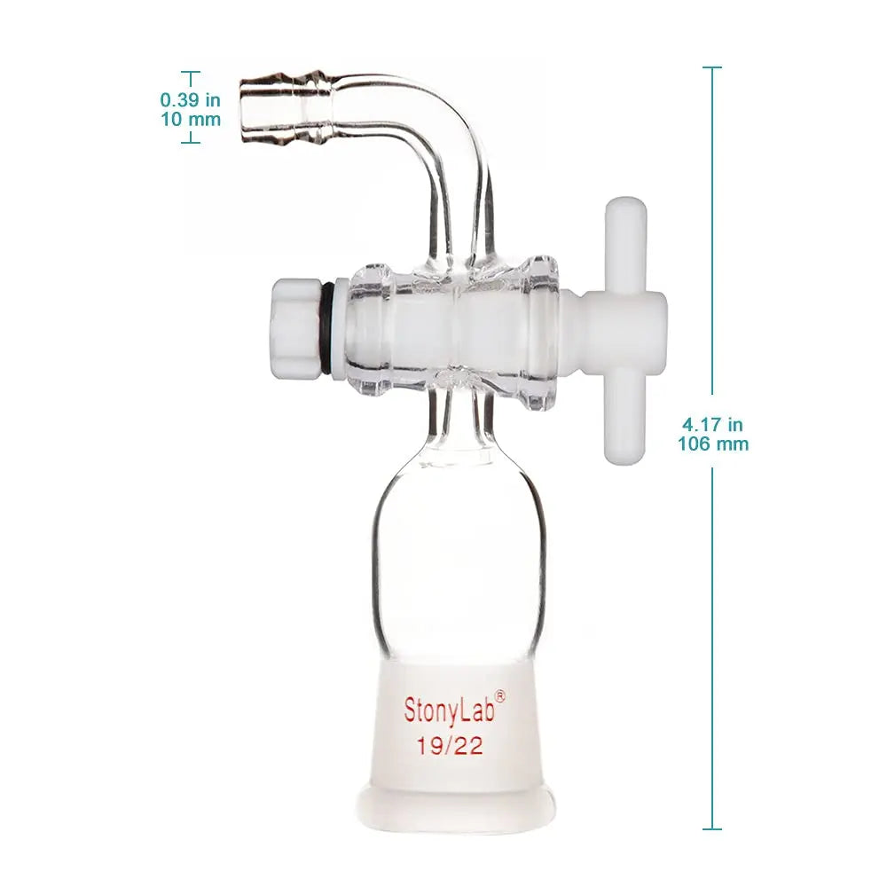 Vacuum Flow Control Adapter with PTFE Stopcock and Bent Hose Connection Adapters - Flow Control / Vacuum