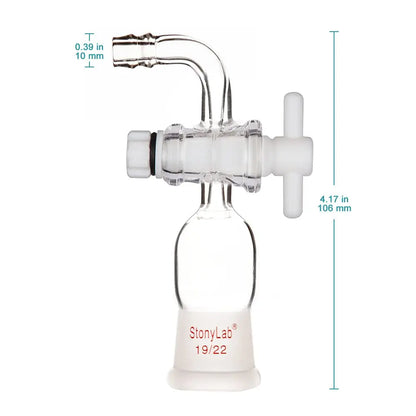 Vacuum Flow Control Adapter with PTFE Stopcock and Bent Hose Connection Adapters - Flow Control / Vacuum