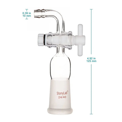 Vacuum Flow Control Adapter with PTFE Stopcock and Bent Hose Connection Adapters - Flow Control / Vacuum