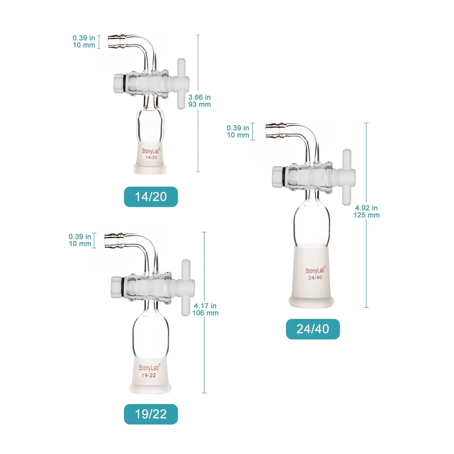 Vacuum Flow Control Adapter with PTFE Stopcock and Bent Hose Connection Adapters-Flow Control