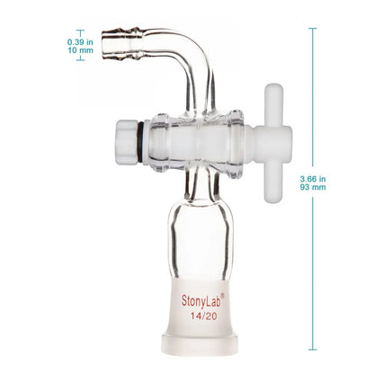 Vacuum Flow Control Adapter with PTFE Stopcock and Bent Hose Connection - StonyLab Adapters - Flow Control / Vacuum 