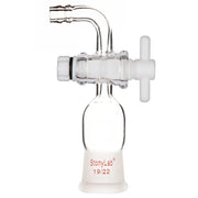 Alternative angle showing underlying build quality of StonyLab Vacuum Flow Control Adapter with PTFE Stopcock and Bent Hose Connection