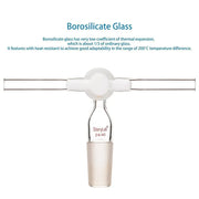 Side view and dimensional layout of the durable StonyLab Vacuum Flow Control Inlet Adapter with Dual Hose and PTFE Stopcock