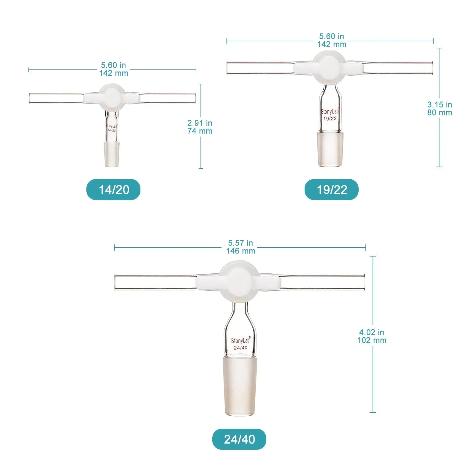Close-up view showing the precise design and material of StonyLab Vacuum Flow Control Inlet Adapter with Dual Hose and PTFE Stopcock