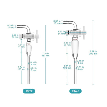 Vacuum PTFE Flow Control Adapter, 19/22 or 24/40 Joint Adapters-Flow Control