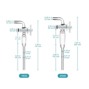 Side view and dimensional layout of the durable StonyLab Vacuum PTFE Flow Control Adapter